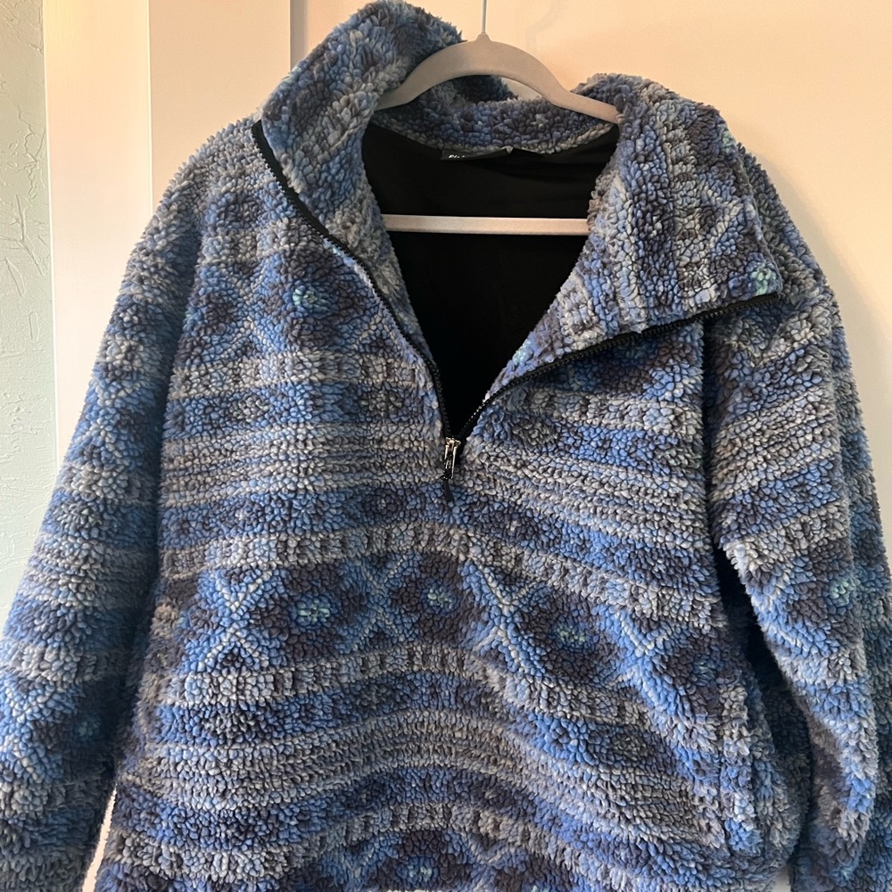Pulse Blue and Gray Nordic-Inspired Hoodie